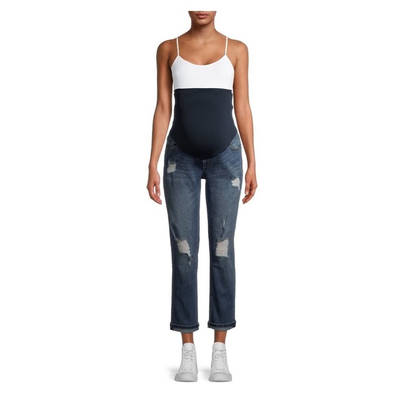Women's Maternity Boyfriend Jeans with Full Panel - Picture 5 of 6